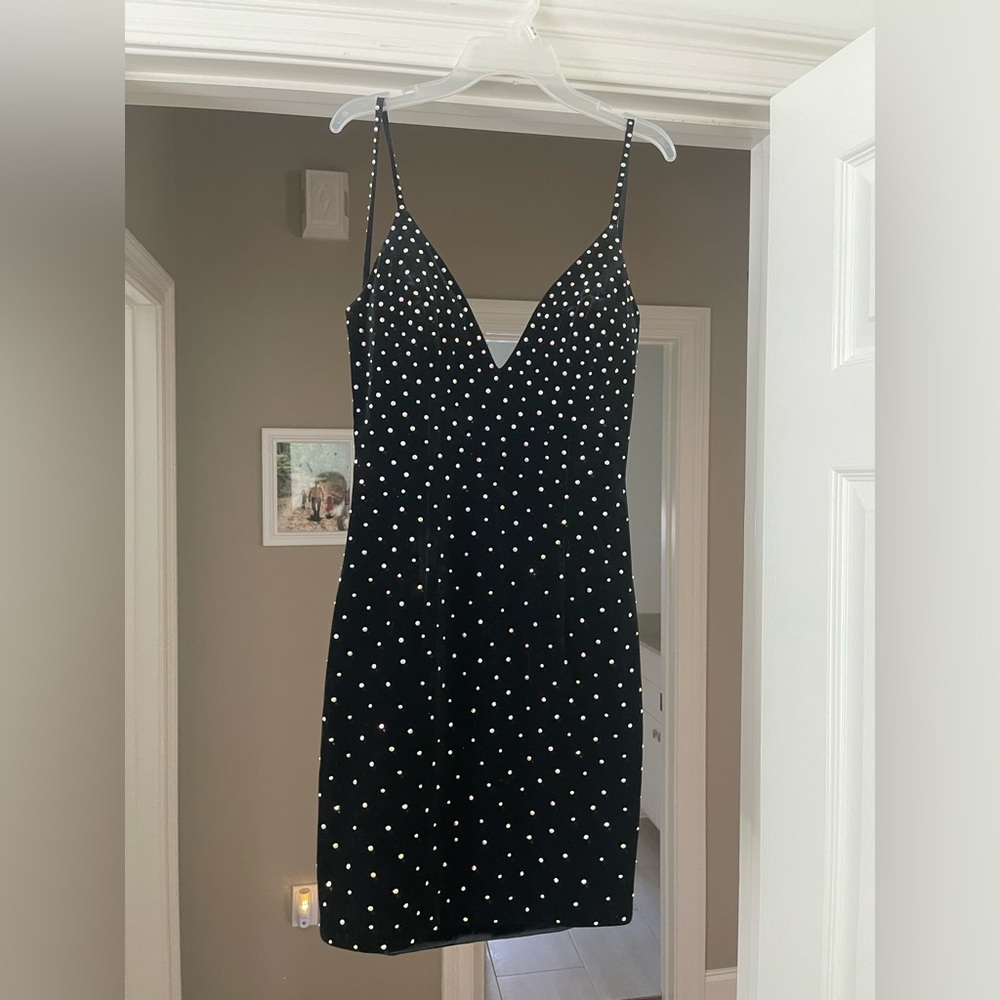Jovani Black Mini Dress with rhinestones
